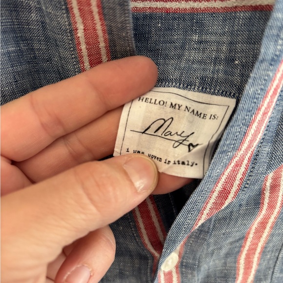 Frank & Eileen Relaxed Button Up Red, White & Blue Stripe Size Small - Picture 4 of 8